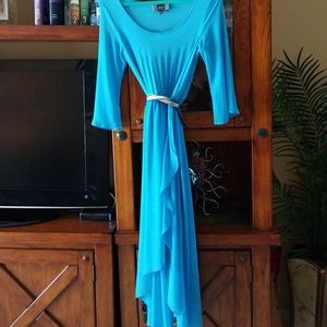 Beautiful turquoise midi dress w/Chiffon overlay