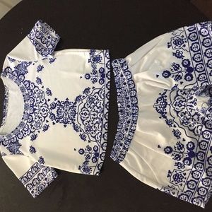 PORCELAIN TWO PIECE JUMP SUIT! (size L)