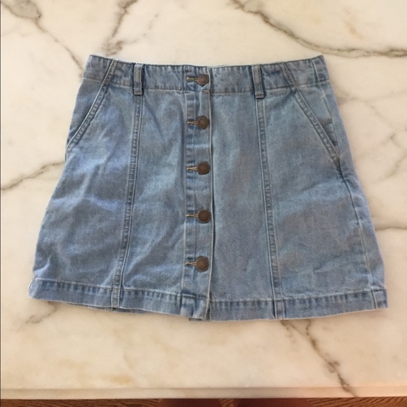 Forever 21 Dresses & Skirts - Women's faded denim button-up mini skirt