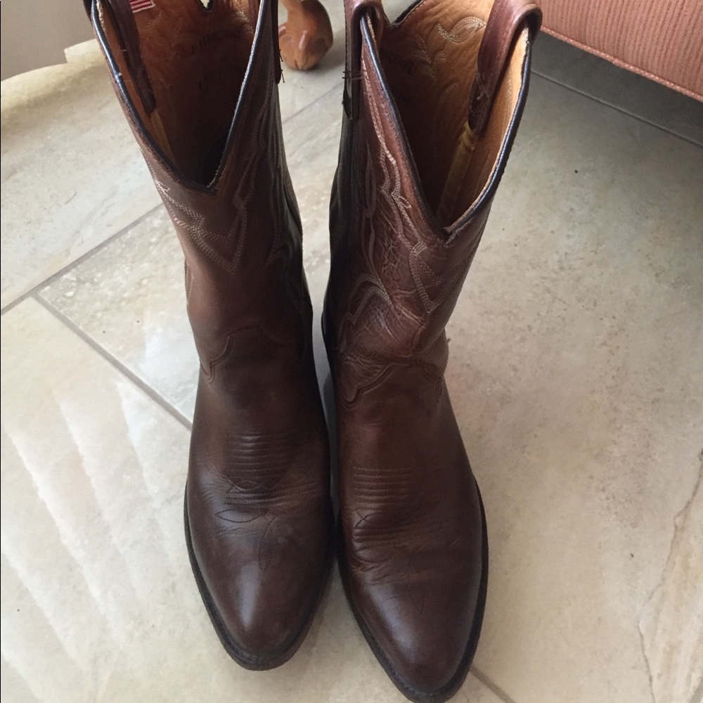 HH BROWN sz 8M brown leather cowboy boots