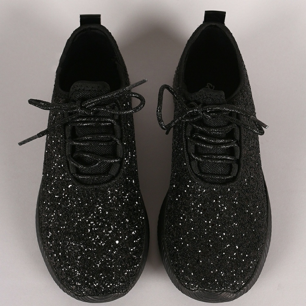 Last SIZE 5 ๐คBlk Glitter Lace Up Rigged Sneaker - Picture 7 of 8