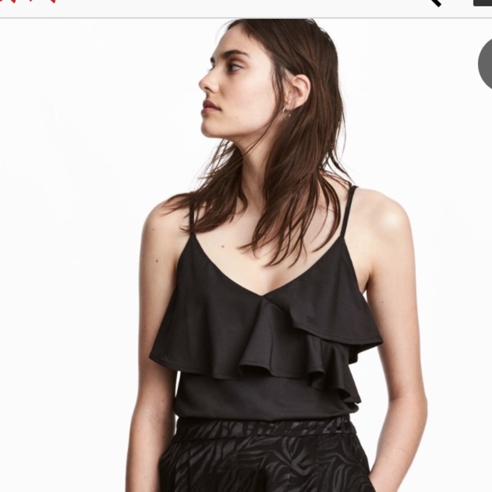 Black spaghetti strap ruffle top