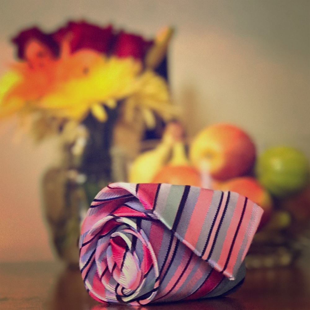 Pink and blue striped Tasso Elba necktie