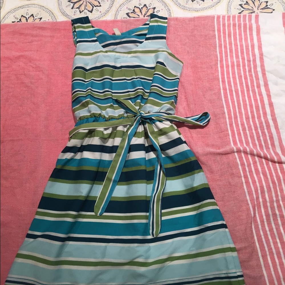 Cute blue and green striped banana republic dress