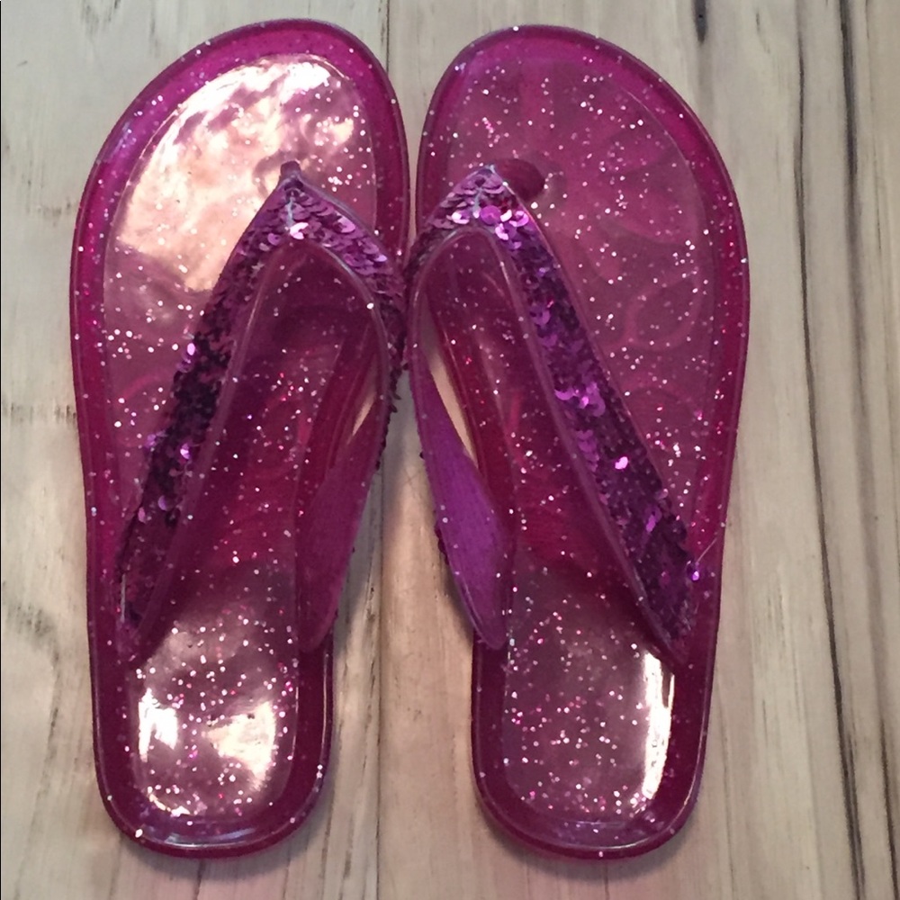 Children's Place Pink Sequin Flip Flops Size 1