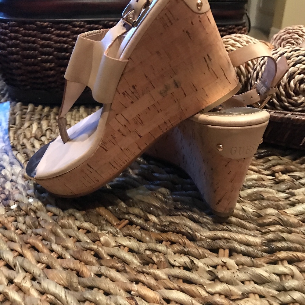 Guess Magli2 Leather Wedge Sandals