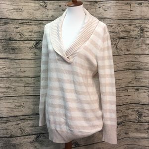 Cozy Cream Striped Maternity Sweater, Old Navy, XL