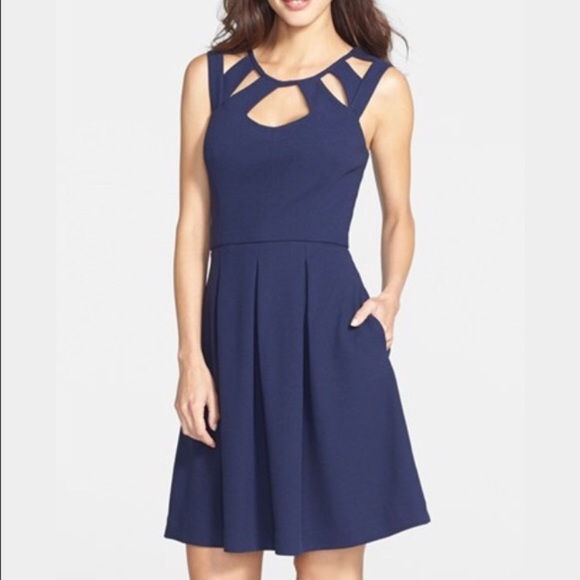 Betsey Johnson Dresses & Skirts - Betsey Johnson Blue Fit & Flare Cut Out Dress Sz 2