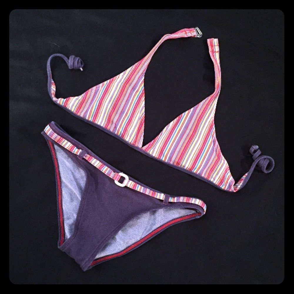 Denim & Striped Bikini 👙 M