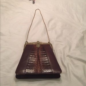 Vintage brown leather purse with gold chain