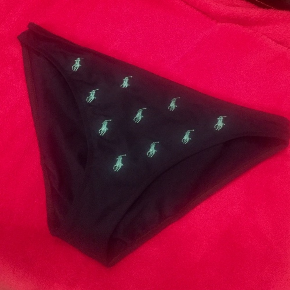 Navy Bikini Bottoms w/ Turquoise polo logo M