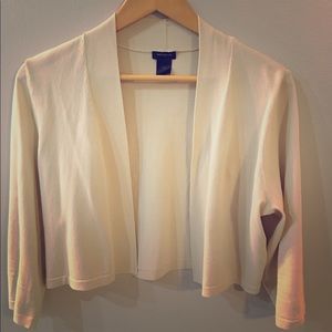 Ann Taylor Cream Cropped 3/4 Sleeve Cardigan