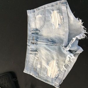 Light Blue denim High Waist Shorts