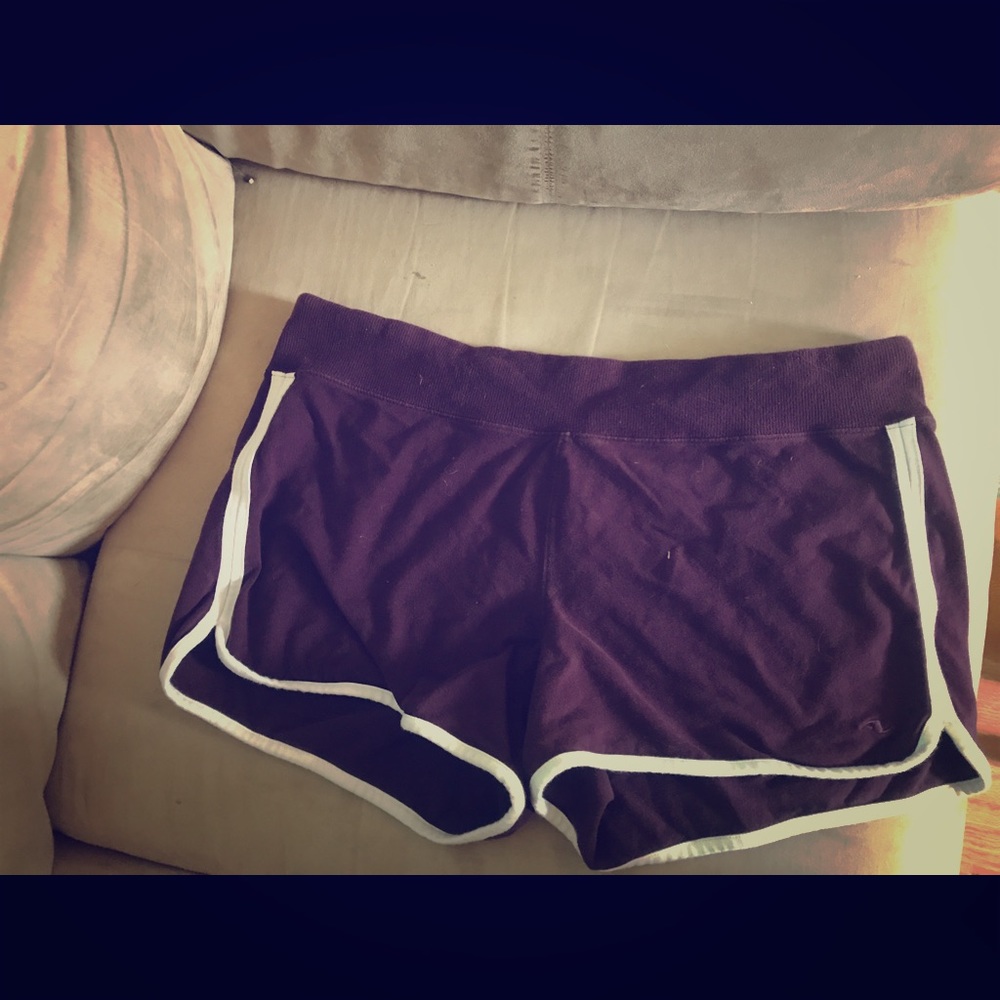 Purple and white athletic shorts and tank