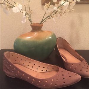 Suede pointed toe flats