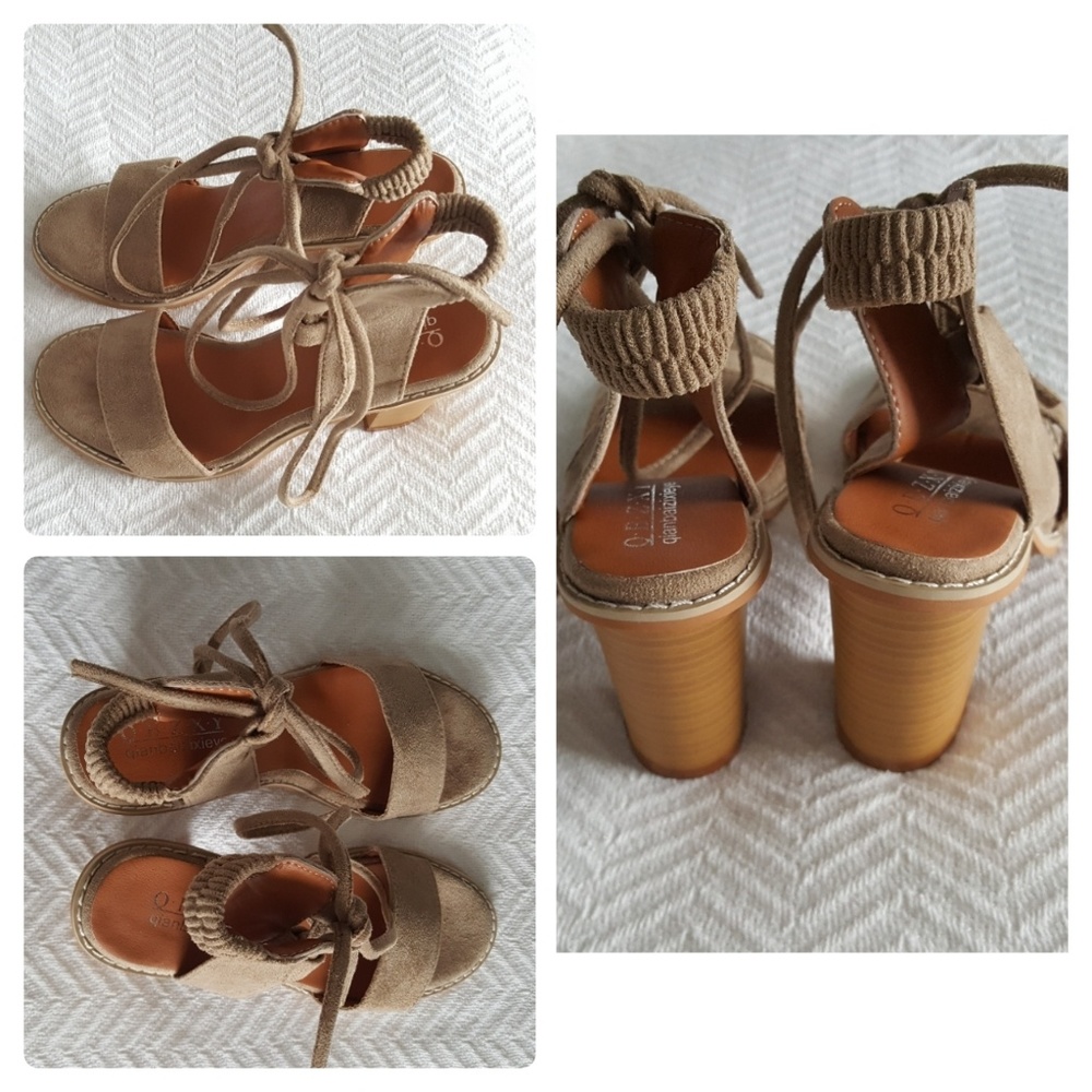 🎁H.P.🎁5⭐Tan Open Toe Lace Up Heels - Picture 4 of 5