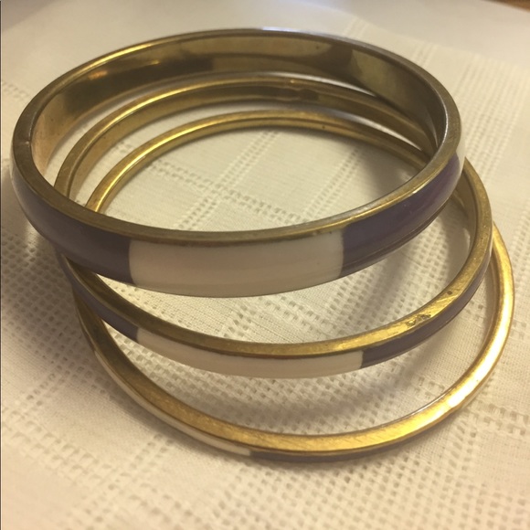 Jewelry - Purple and white enamel Bangle bracelets