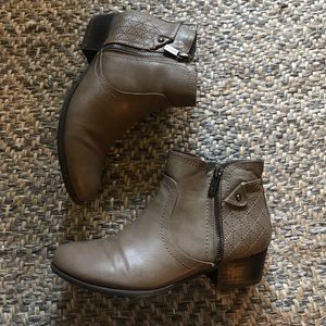 Gray Double Zip Ankle Booties
