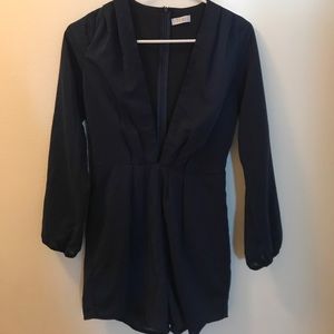 Navy deep v romper