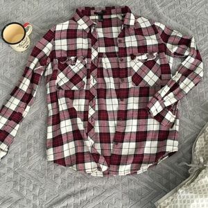 FALL SALE Maroon Women's Plaid Flannel Shirt