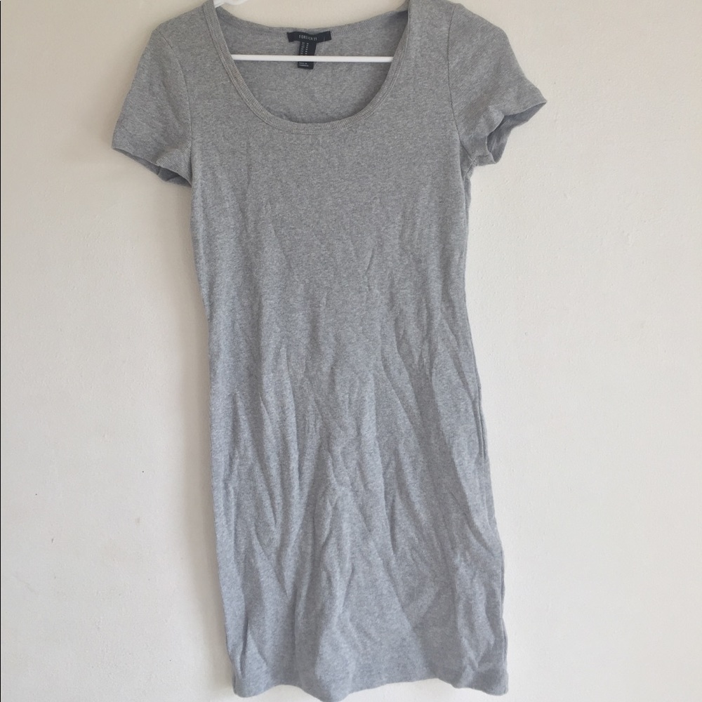 T-Shirt Dress Bodycon Gray Forever 21