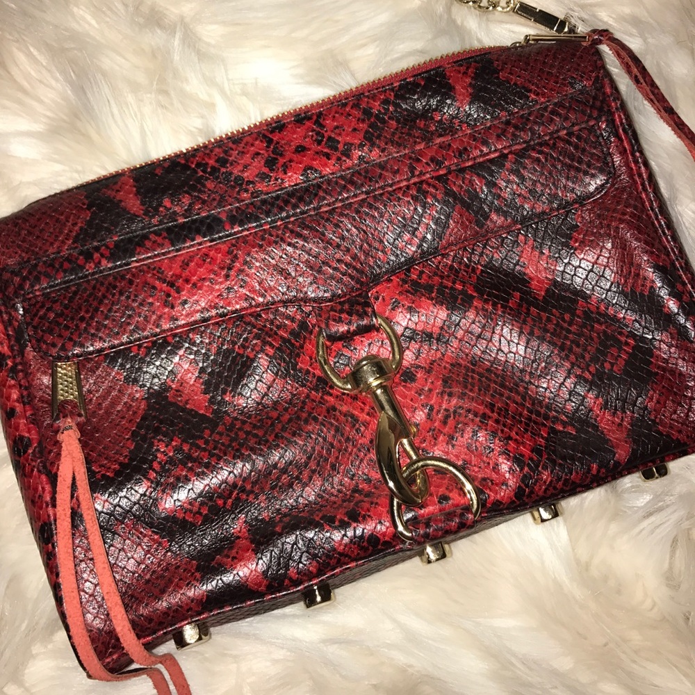 Rebecca Minkoff red and black snake skin purse
