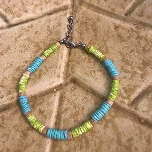 Green and aqua bead bracelet