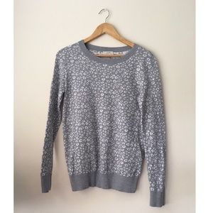 LOFT grey and white animal print sweater