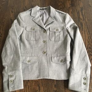Theory Grey Wool Military Blazer Size 8 EEEUC