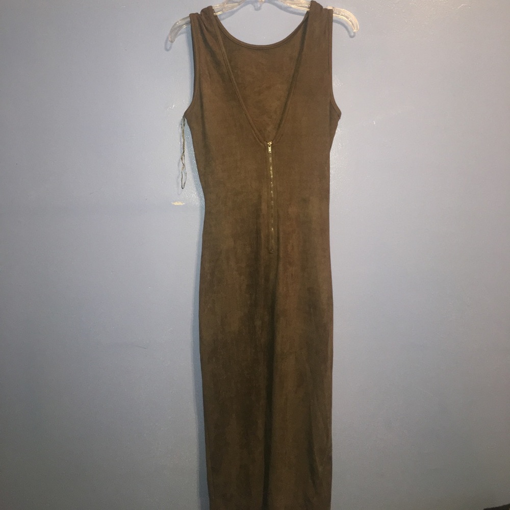 Olive Green Suede Dress