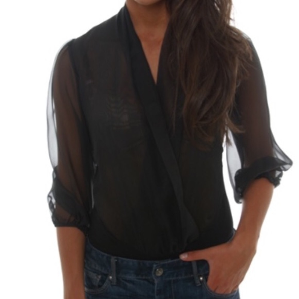 Black Chiffon Bodysuit