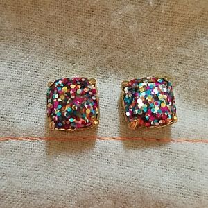 Multi glitter square studs