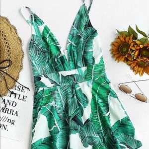 Palm Leaf Print Romper