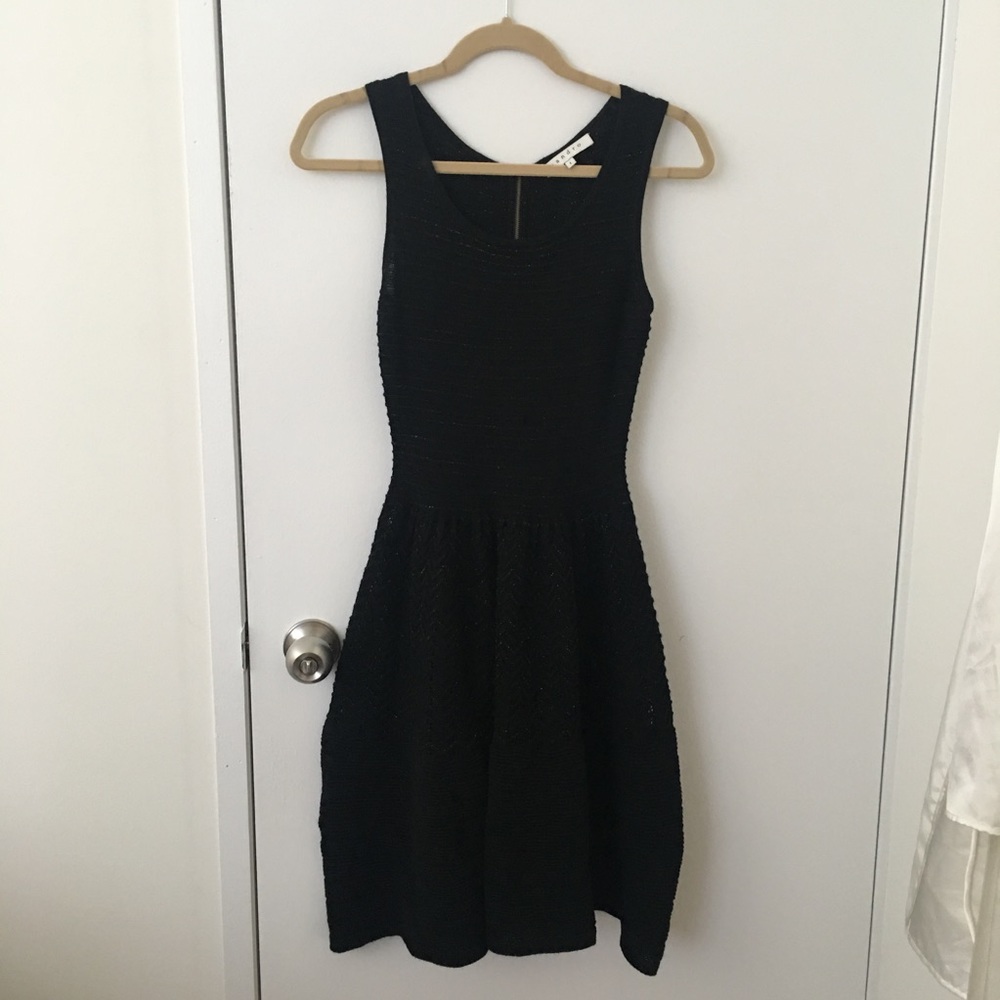 Sandro Black Gold Fit and Flare Dress
