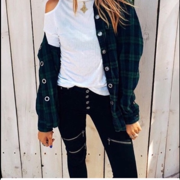 LF Carmar Black Trendy Zipper Skinny Jean Pants - Picture 2 of 2