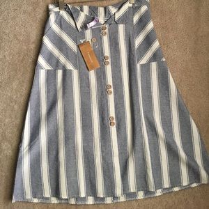 Classic Striped A-line skirt!(blue)