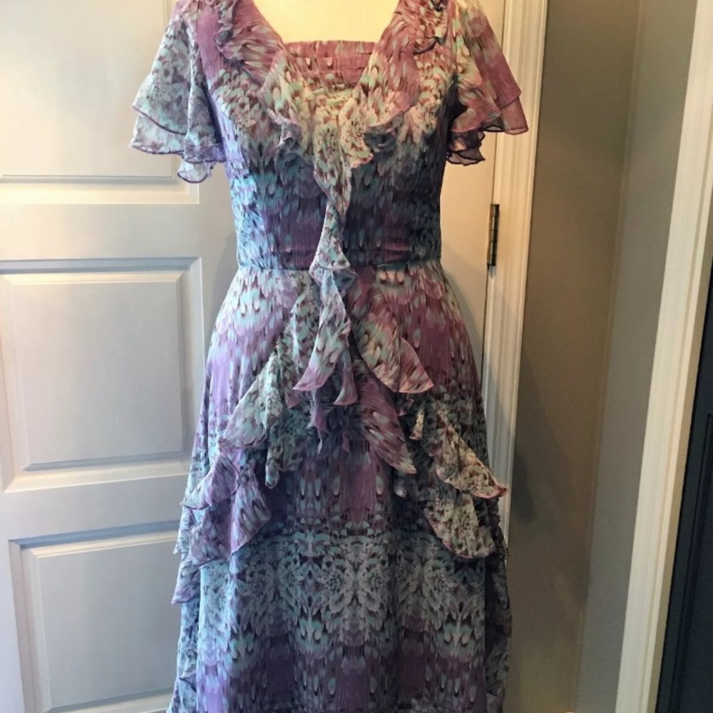 Sundance Catalog Purple Floral Silk Dress size 2