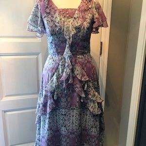Sundance Catalog Purple Floral Silk Dress size 2