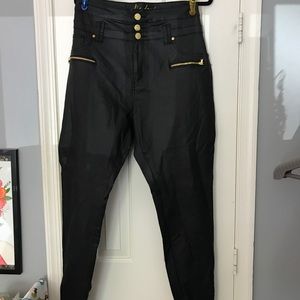 Leather pants with gold accents!