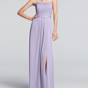 David's Bridal Lace Strapless Dress