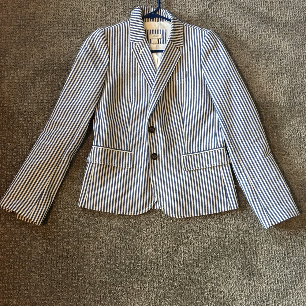 Blue & white stripped business casual jacket