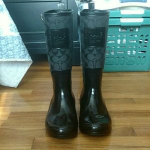 Coach Pearl Rain Boots Black Size 11