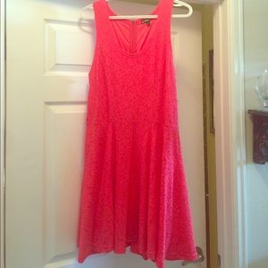 Express coral colored dress with lace detail