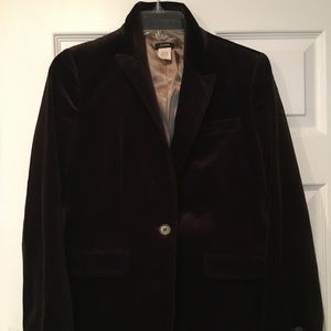 Brown velvet single button blazer by JCrew
