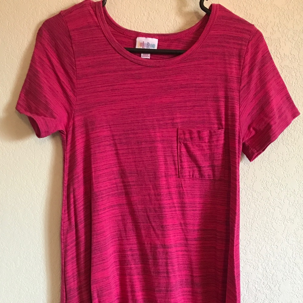 LuLaRoe XXS Carly Dress Hot Pink With Microstripes