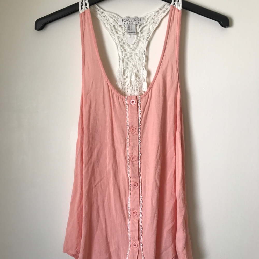 Racerback lace detailed button up tank