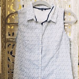 Geometric Pattern Button Down Tank Top