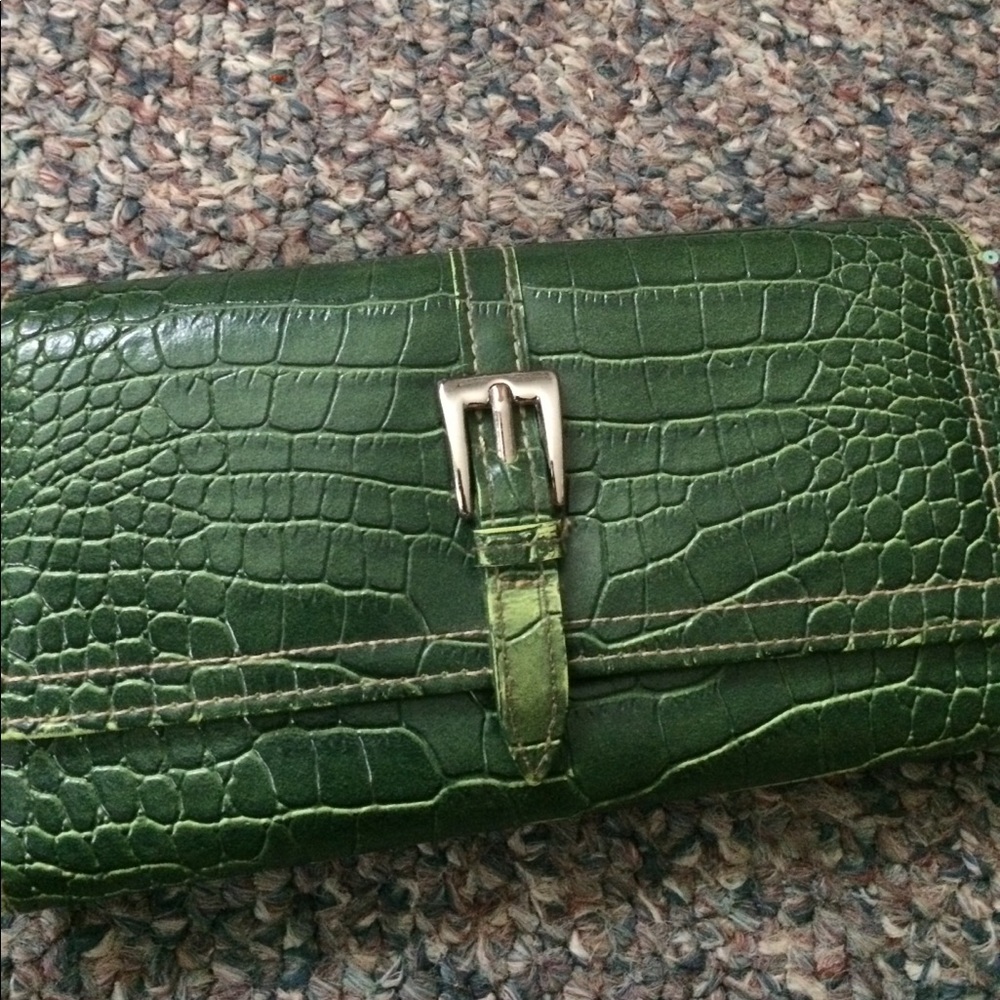 Green leather look wallet