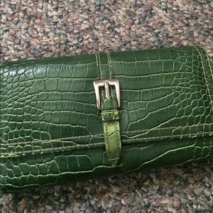 Green leather look wallet