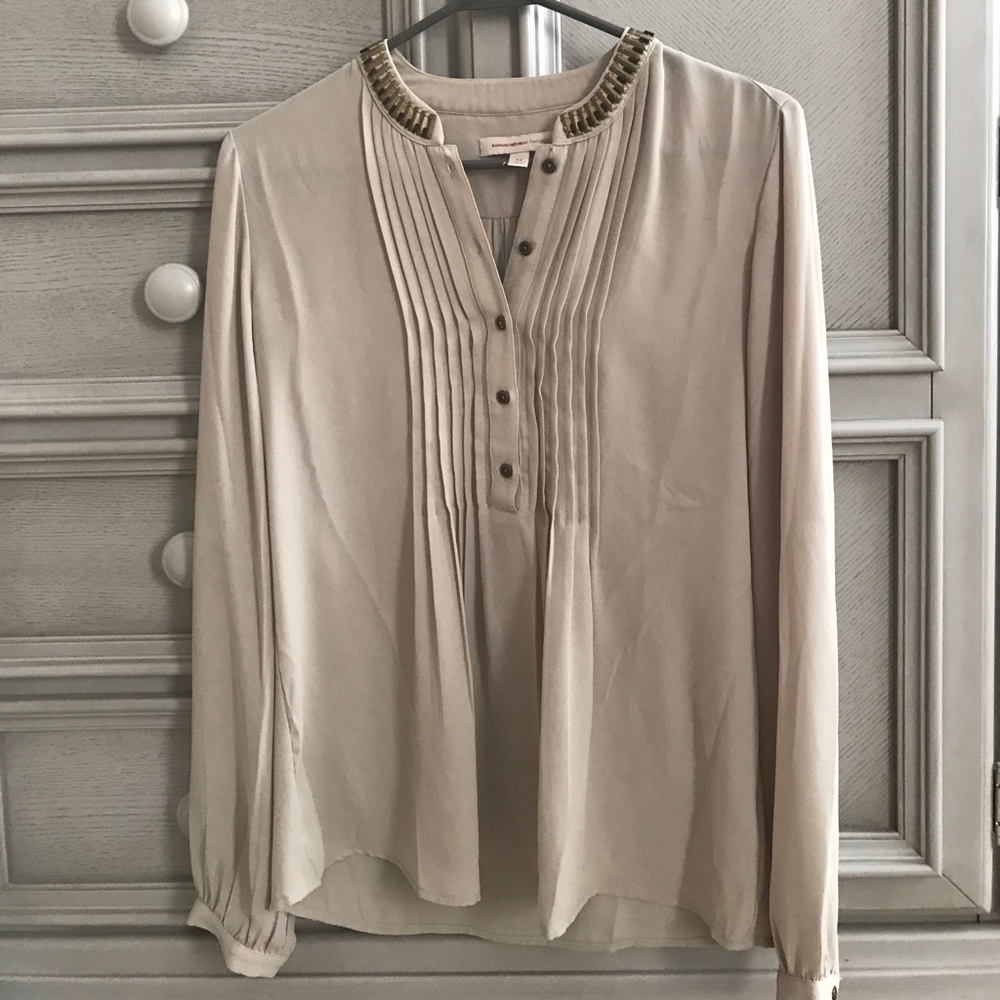 Banana Republic silk embellished blouse